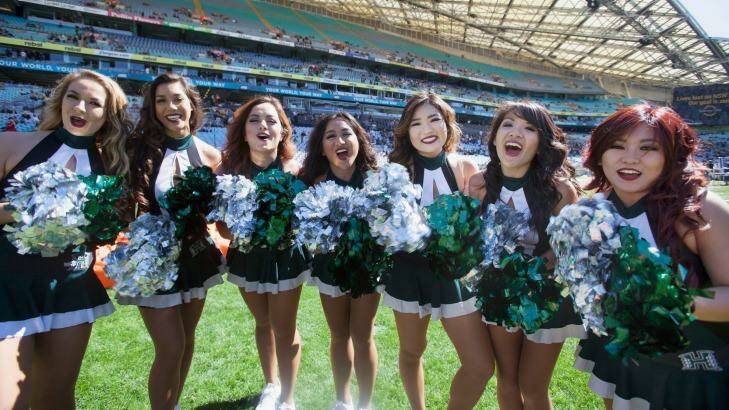 University of Hawaii cheerleaders rev up the crowd before the Sydney Cup on Saturday.
 Photo: Fiona Morris