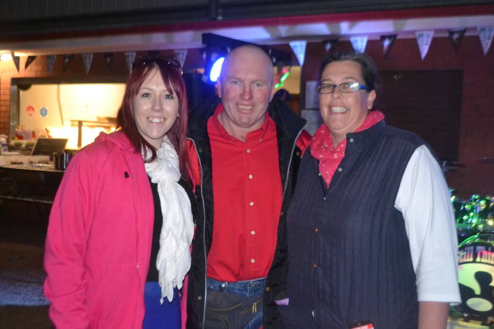 Sara, Bill Dewar and Katherine Thompson on Saturday night in Geurie					         Photo: CONTRIBUTED