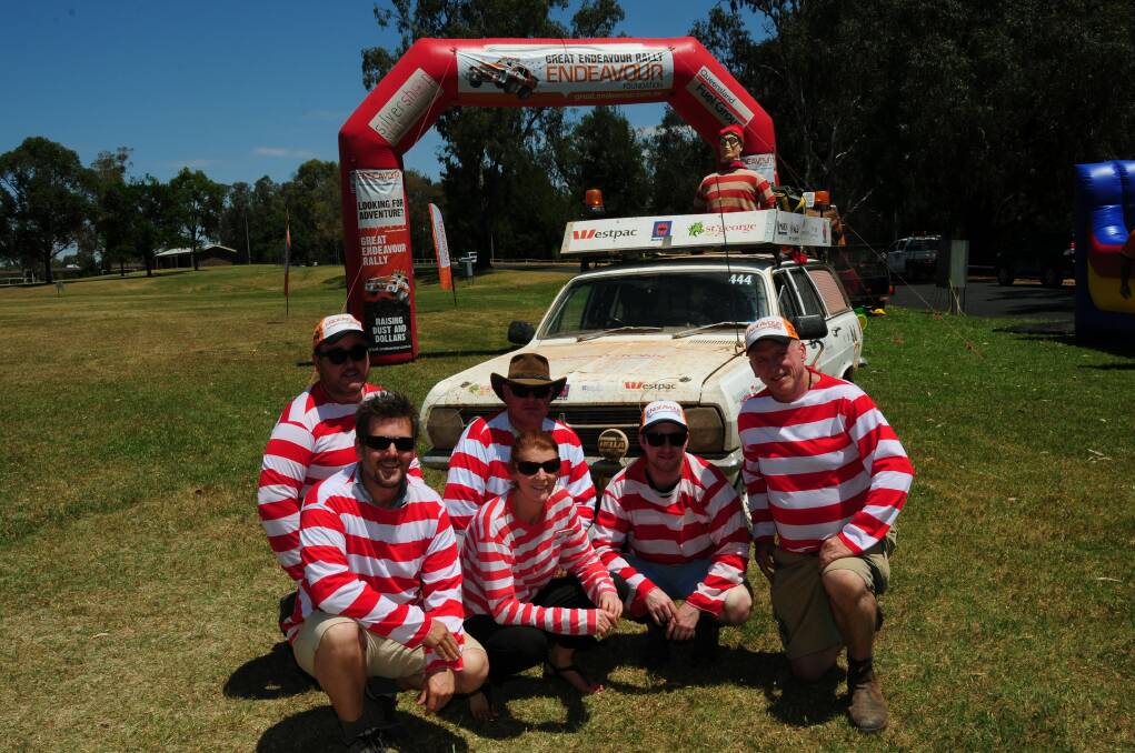 The 'Where's Wally' team who raised more than $19,000 for the Endeavour Foundation,BACK: Jeremy Muller, Wayne Baggs, Martin McNamara.FRONT: Jamie Ross, Nicola Mitchell and Mitchell Ryan.Photo: GREG KEEN