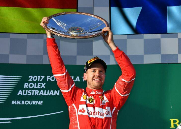  5 Sebastian Vettel - Ferrari wins the 2017 Australian Grand Prix at Albert Park. 26th March 2017 Fairfax Media The Age news Picture by Joe Armao Photo: Joe Armao