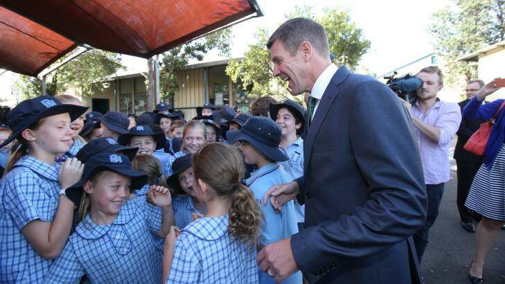 Mike Baird visiting Balgowlah Heights public school on Monday.  Photo: Louise Kennerley