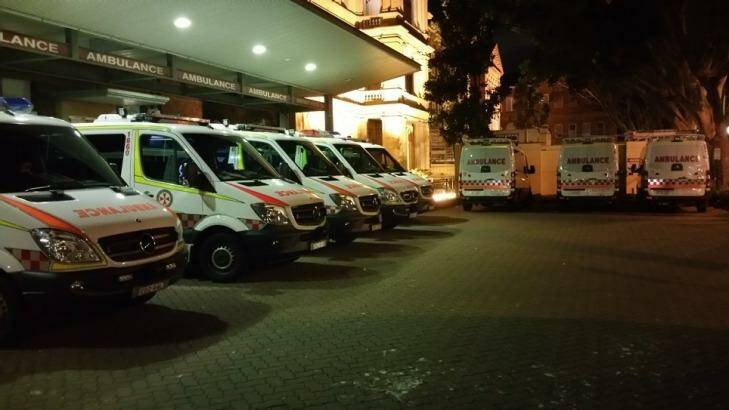 Ambulances parked outside Royal Prince Alfred Hospital in Sydney earlier this week. Photo: Supplied