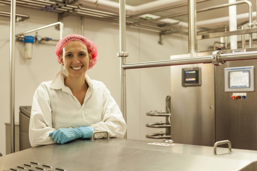Little Big Dairy Company director Emma Elliott in the milk factory of the family-owned, Dubbo-based business. Photo contributed.