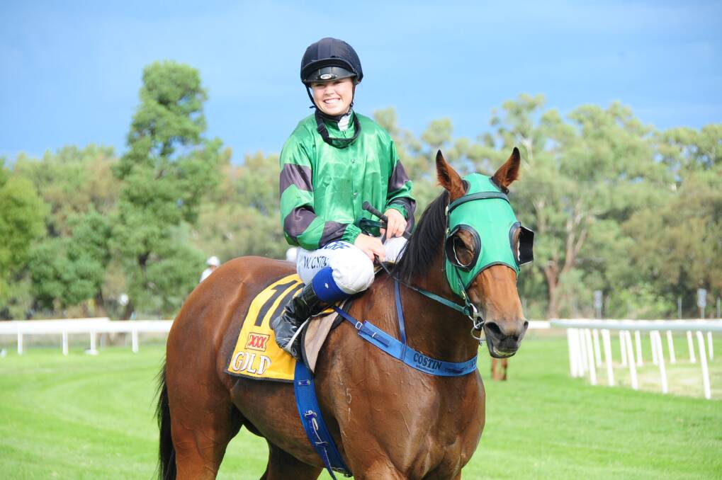 Winona Costin and I Am Snippety after winning the Wellington Boot (1100m) last month. 				    Photo: CHERYL BURKE