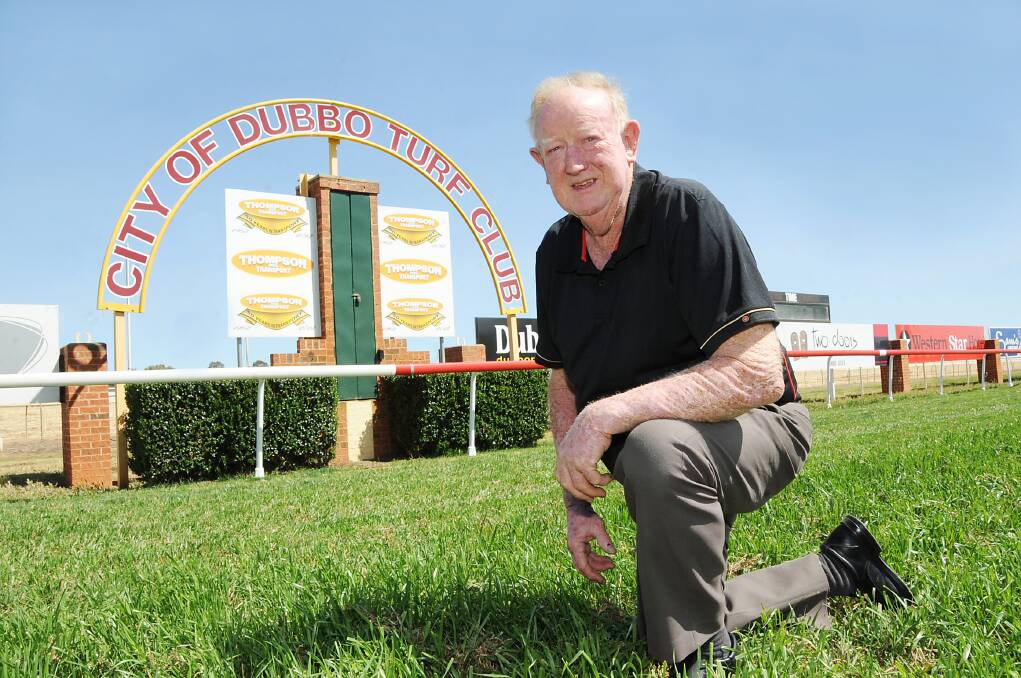 Acting general manager for Dubbo Turf Club Ian Giffin shows off the revamped track that is already looking a picture ahead of Derby Day.  
Photo: BELINDA SOOLE