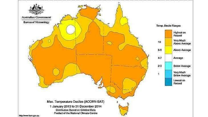 The past two years were the hottest for most of the country. Photo: BoM