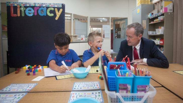 Bill Shorten visits Iramoo Primary School in Wyndham Vale on Thursday to announce education policy funding.  Photo: James Boddington