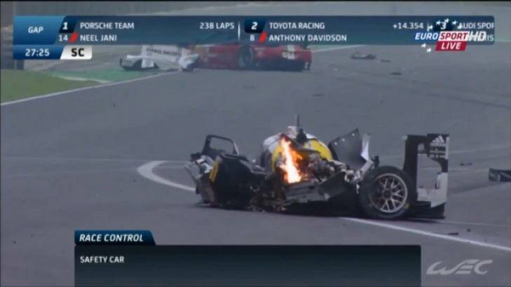 Mark Webber crashes in the Six Hours of Sao Paulo endurance race.