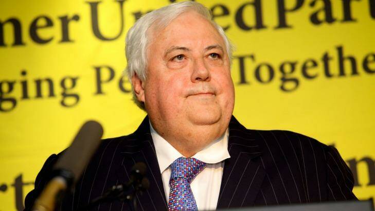 Clive Palmer has accused Senator Lambie of plotting to start her own political party. Photo: Angela Wylie