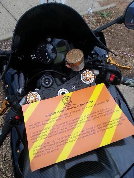 LEFT: A motorcycle rider has had his number plates confiscated after he was caught riding at double the speed limit in Dubbo. 	                                              Photos: contributed