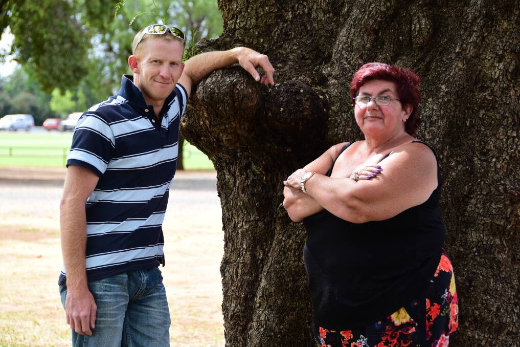 Luke Fisher with Nguumambiny Indigenous Corporation manager Lynn Field, who is getting a men's anger management group to build an outdoor area for a Narromine business. 										  Photo: BELINDA SOOLE