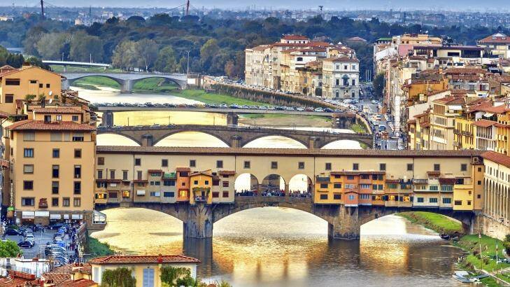 Bridges over Arno river at sunset, Florence, Italy. Photo: iStock