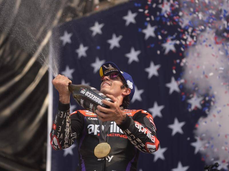 Maverick Vinales completed a triumphant double at MotoGP's Grand Prix of the Americas. (AP PHOTO)