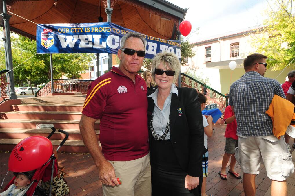 Former Easts, Manly and Gold Coast hardman Ronnie Gibbs with Anne Mills.