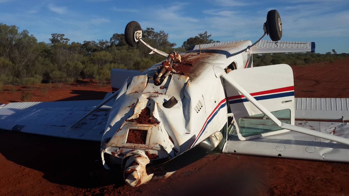 The Cessna 182 at the crash site. 												Photo: ATSB.