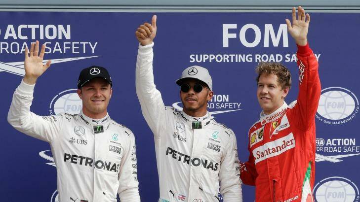 Mercedes driver Lewis Hamilton set the fastest time in the qualifying session for the Italian Formula One Grand Prix, with Mercedes driver Nico Rosberg coming second and Ferrari driver Sebastian Vettel qualifying third at the Monza racetrack. Photo: Antonio Calanni