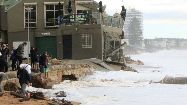 Damage at Collaroy after the coast was hit by high tides on Sunday. Photo: Peter Rae 