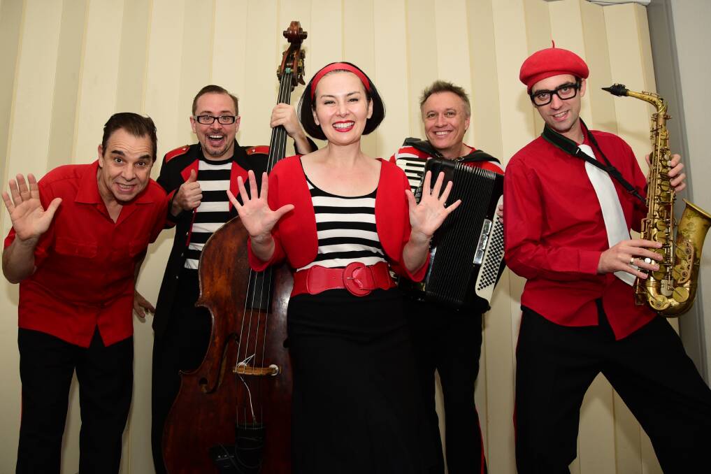 ABOVE: The Lah-Lah gang: Nic Cecire as Tom Tom, Mark Harris as Buzz The Band Leader and Lola Double Bass, Tina Harris as Lah-Lah, Gary Daley as Squeezy Sneezy and Matt Ottignon as Mr Saxophone.