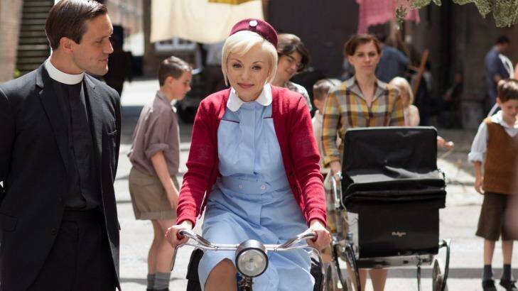 Memory lane: Jack Ashton and Helen George in a scene from <i>Call The Midwife</i>.