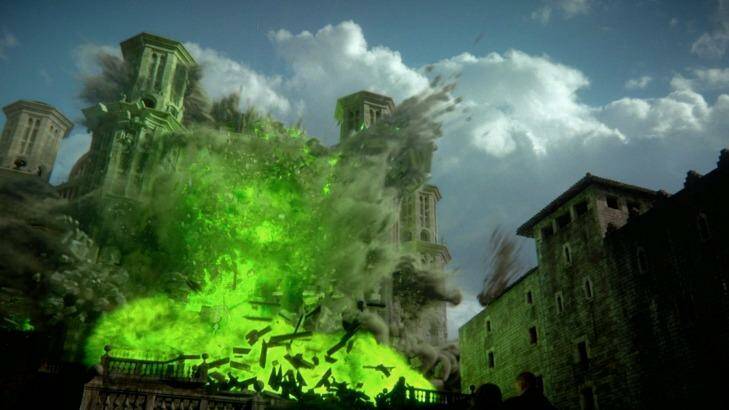 The wildfire which claims so many lives and the Sept of Westeros. Photo: HBO