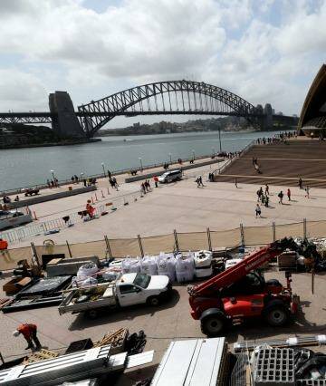 The view of the Sydney Opera House is marred by building works. Photo: Janie Barrett