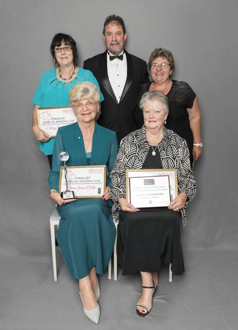 Women Out West Dubbo RSL Memorial Club award for outstanding lifetime achievement finalist Robyn Cosgrove, Dubbo RSL Club general manager Gus Lico, finalist Lynn Field, winner Anne Jones and highly commended Diana Violet Hofman.  
Photo: Peter Hutchison Photography