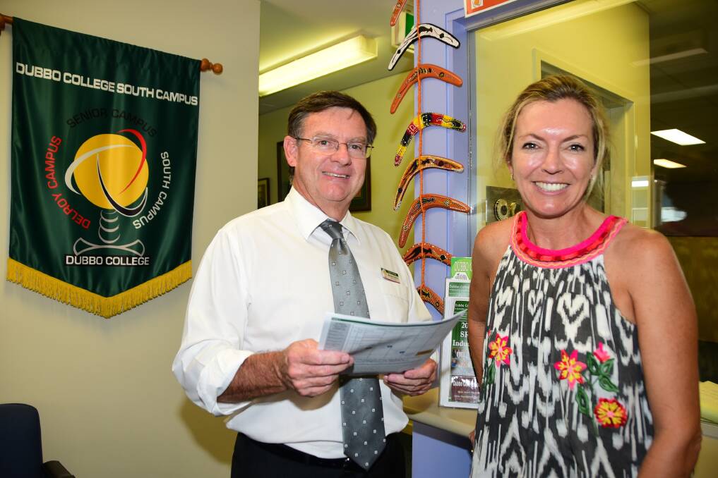 Dubbo College South Campus deputy principal Ross Gorrie with ISMO program director Jenny Moulder.  
 
 
Photo: BELINDA SOOLE