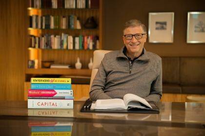 Reader: Bill Gates with his favourite books of 2014.