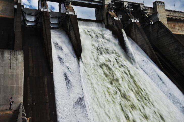 Warragamba spillway releases water into the Hawkesbury Nepean river system after the East Coast Low brought floodwaters into the catchment . Photo Nick Moir 27 August 2015
