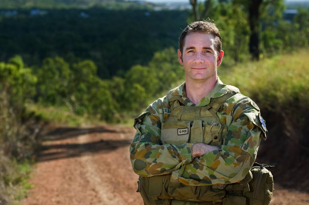 Townsville-based Corporal Brian Heilbronn, formerly of Dubbo, will run the Townsville Marathon in full body armour to raise awareness of Post Traumatic Stress Disorder. Photo: KYLE GENNER.