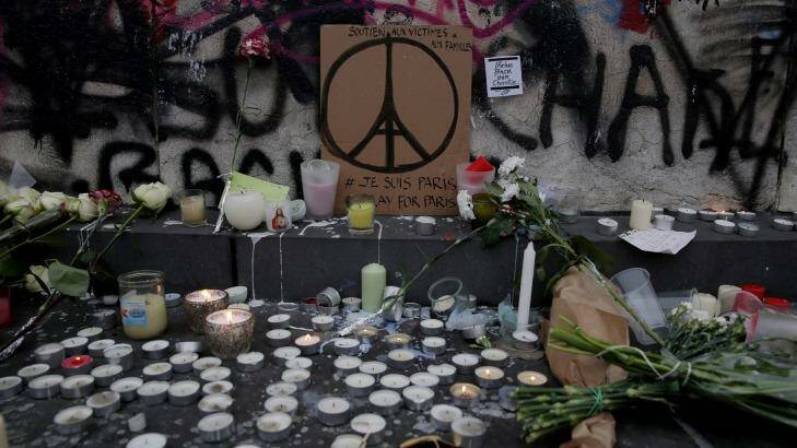 Tributes at Place de la Republique in Paris. Photo: Andrew Meares