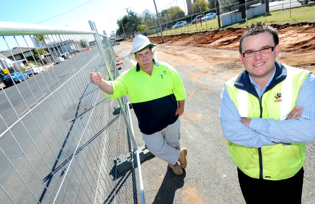 Dubbo City Council Darling Street redevelopment work supervisor Simon Warman and project engineer Brad Smith ahead of the next stage of the upgrade. 									     Photo: LOUISE DONGES