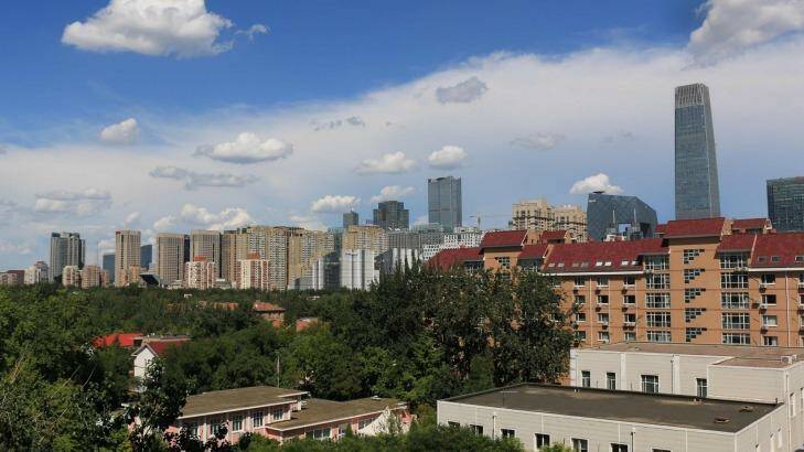 View from Fairfax China correspondent Philip Wen's office in Beijing on a clear day, August 22,  2015.  Photo: Sanghee Liu