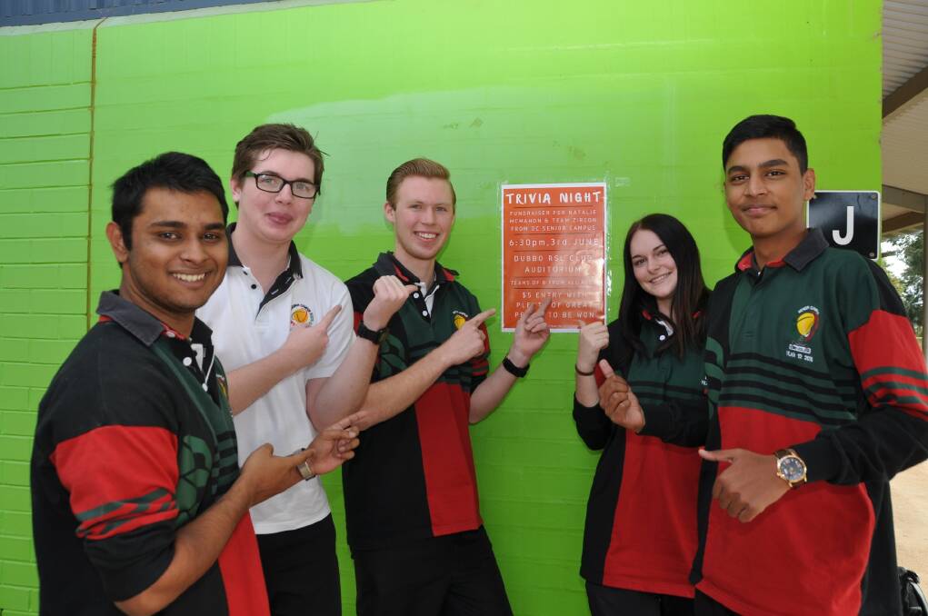 Dubbo College students Chayan Deb Nath, Bryce Cronin, Sharik Burgess-Stride, Natalie McMahon and Shiv Ram are holding a fundraiser trivia night in June. Photo: CONTRIBUTED