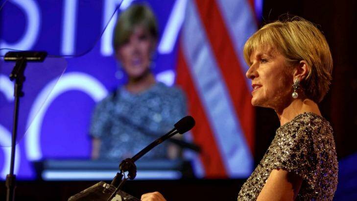 Foreign Minister Julie Bishop delivers a speech at the American Australian Association Australia Day gala in New York last month. Photo: DFAT