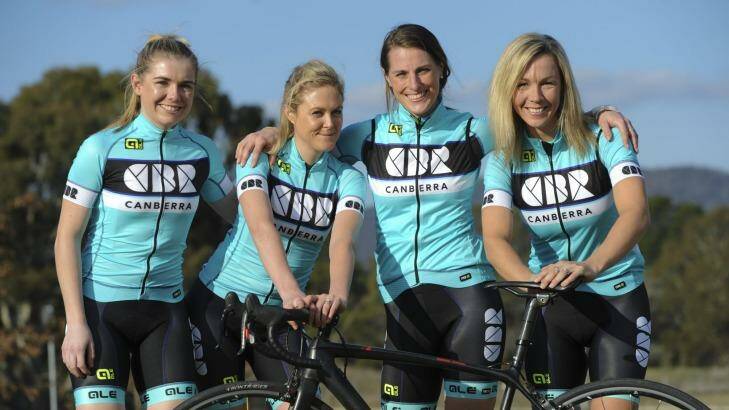 Alex Nicholls, Laura Darlington, Iona Halliday and Belinda Chamberlain will ride for the new CBR Women's Cycling team. Photo: Graham Tidy