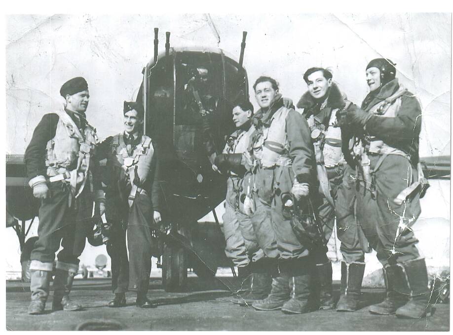 Neil Lambell (third from right) with the crew of Lancaster ED888.  
Photo: CONTRIBUTED