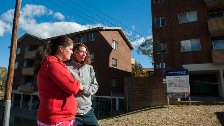 Neighbours Sarah Blackman and Kimberley Bell look on where a house fire in Queanbeyan killed a one-year-old girl.
Date: May 3 2016
The Canberra Times
Photo: Elesa Kurtz Photo: Elesa Kurtz