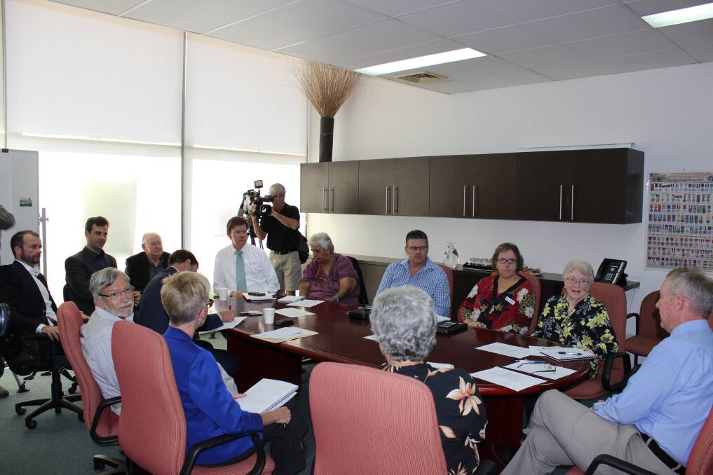 Parkes MP Mark Coulton (far right) hosts a meeting of local medical professionals, government and community representatives about the need to develop a regional cancer centre as part of the current upgrades to Dubbo Hospital. Photo contributed
