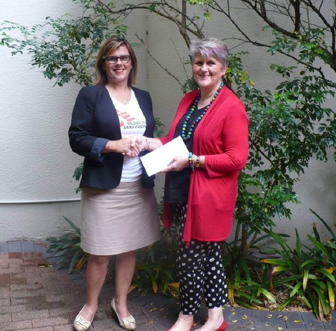 CWA of NSW president Tanya Cameron presenting the cheque for $50,000 to Major Gifts manager, Ruth Malloy. 
 									    Photo: CONTRIBUTED