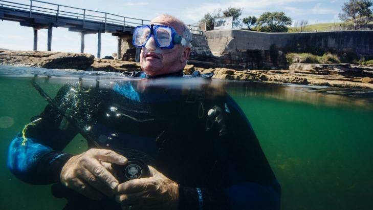 Michael McFadyen enjoys time in the water at Bare Island, La Perouse. Photo: James Brickwood