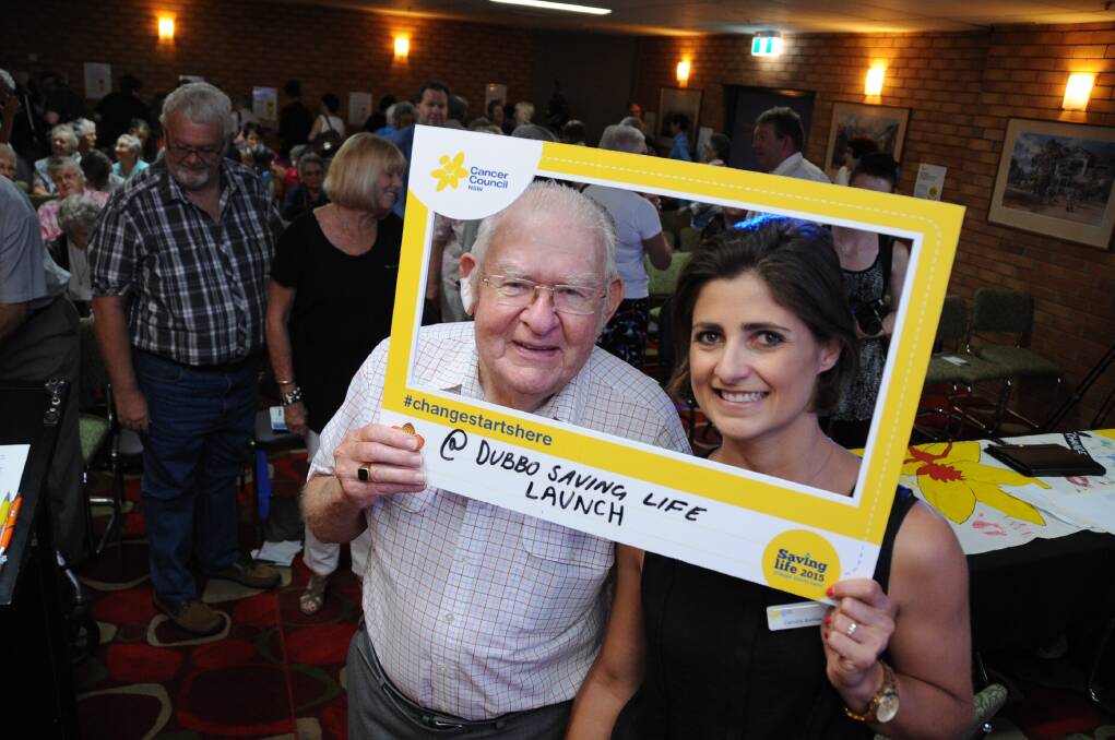 Brian Semmler and Camilla Barlow at the Cancer Council NSW Saving Life 2015 campaign launch held at Dubbo RSL in December. 			      Photo: Belinda Soole