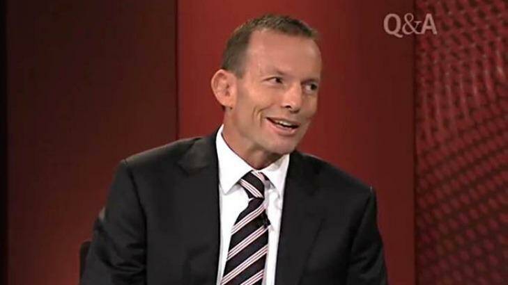 Tony Abbott on Q&A in 2010. Photo: Supplied
