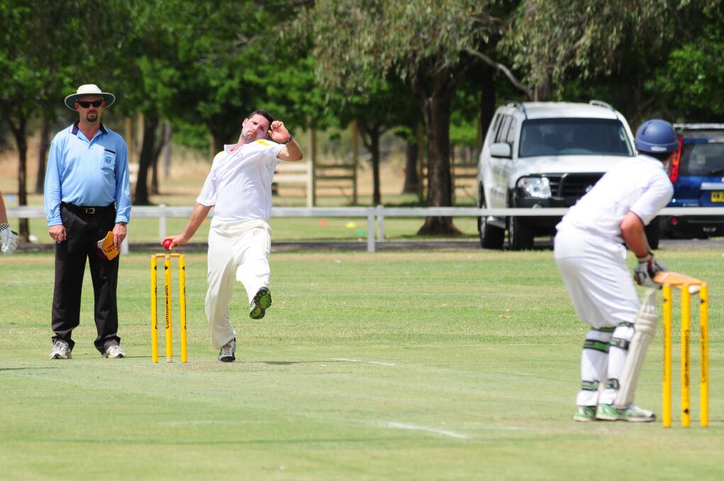 Dubbo's Tim Cox was the pick of the Western bowlers yesterday, taking three wickets in the opening win over Riverina.  
Photo: Greg Keen