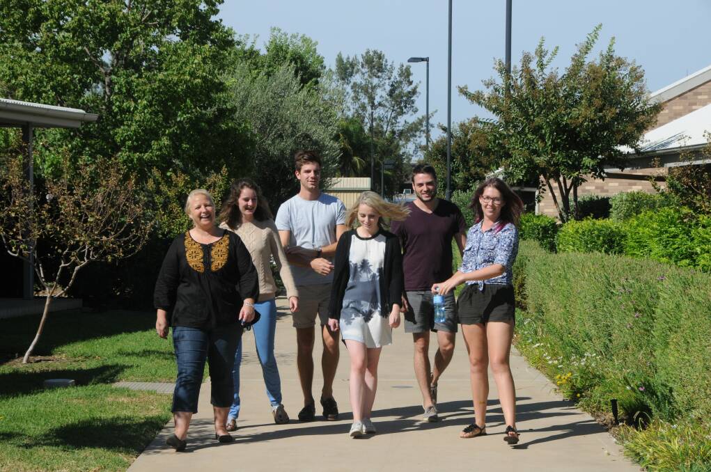 University of Sydney School of Rural Health student liaison officer Kiffin Miller leads medical students Diana Cavaye, Jack Luxford, Rebecca Thompson, Jacob Campbell and Clare White on a tour of the Dubbo campus. Photo: FAYE WHEELER