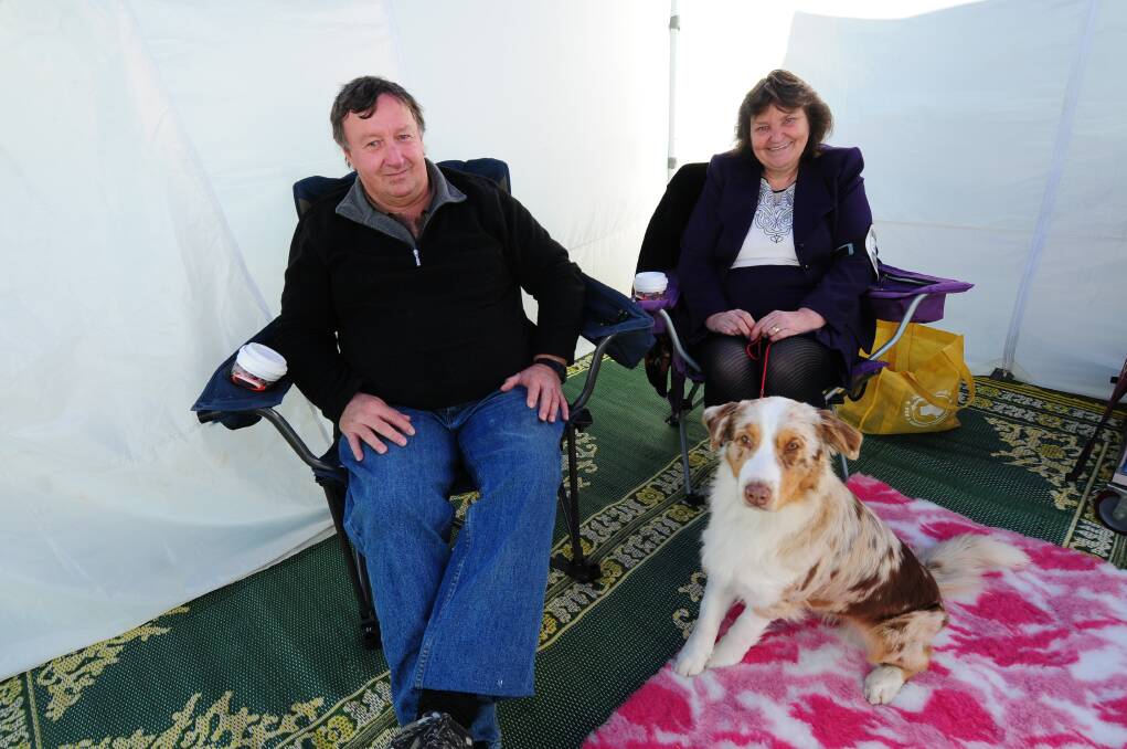 Ian Baker and Diane Russell form Cootamundra with Abbey - an Australian shepherd.