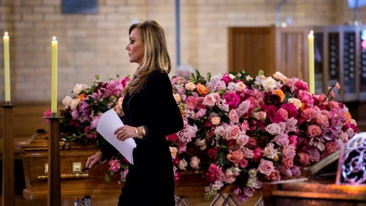 Lady Renouf's daughter, Ann Peacock, prepares to address mourners at her mother's funeral on Wednesday. Photo: Penny Stephens