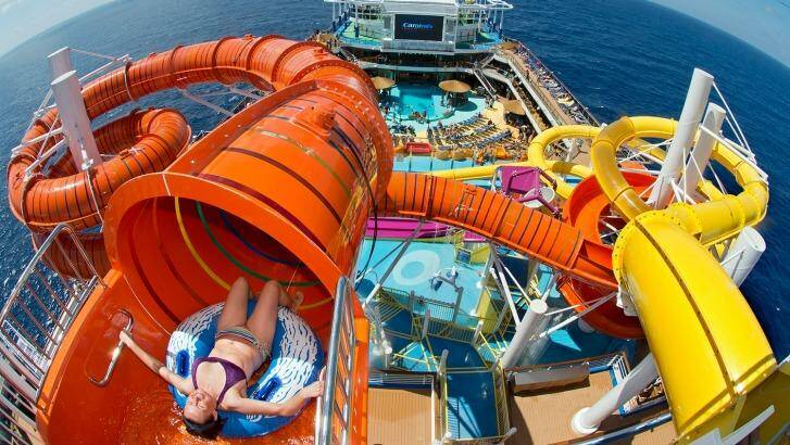 Play time on Carnival Vista's water slides. Photo: Andy Newman