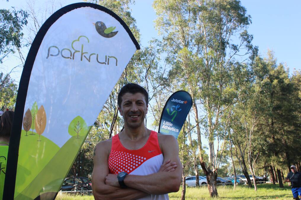 Olympian Youcef Abdi AT Dubbo parkrun for the special Valentine's Day run. Photo: JENNIFER HOAR