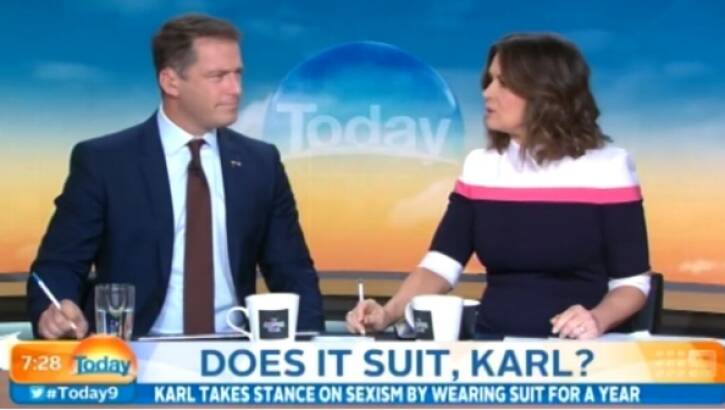 Karl Stefanovic wore the same blue suit on TV for a year to show the disparity in the way men and women are treated. Photo: Supplied